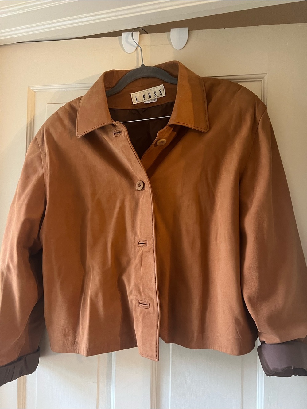J Foss Chestnut Nubuck Button-Front Jacket
